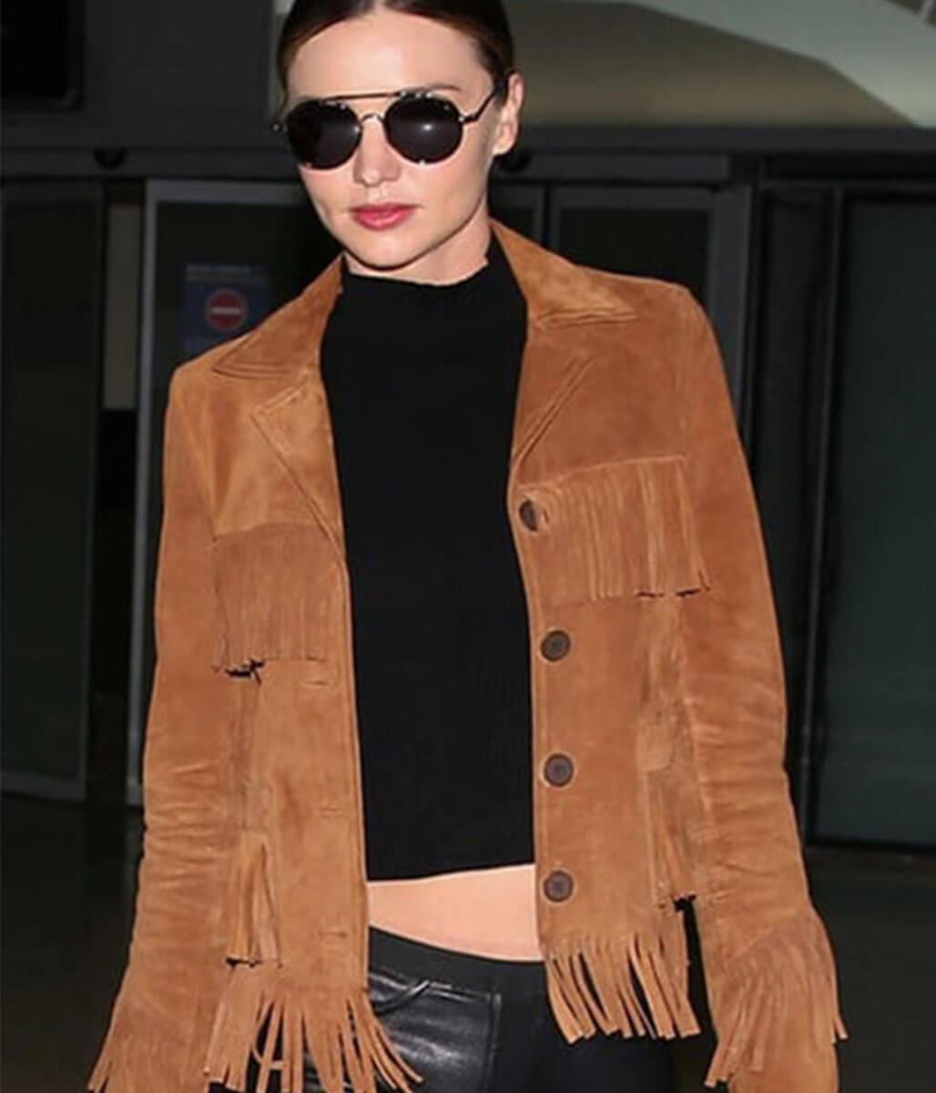 Miranda Kerr Brown Suede Fringe Jacket