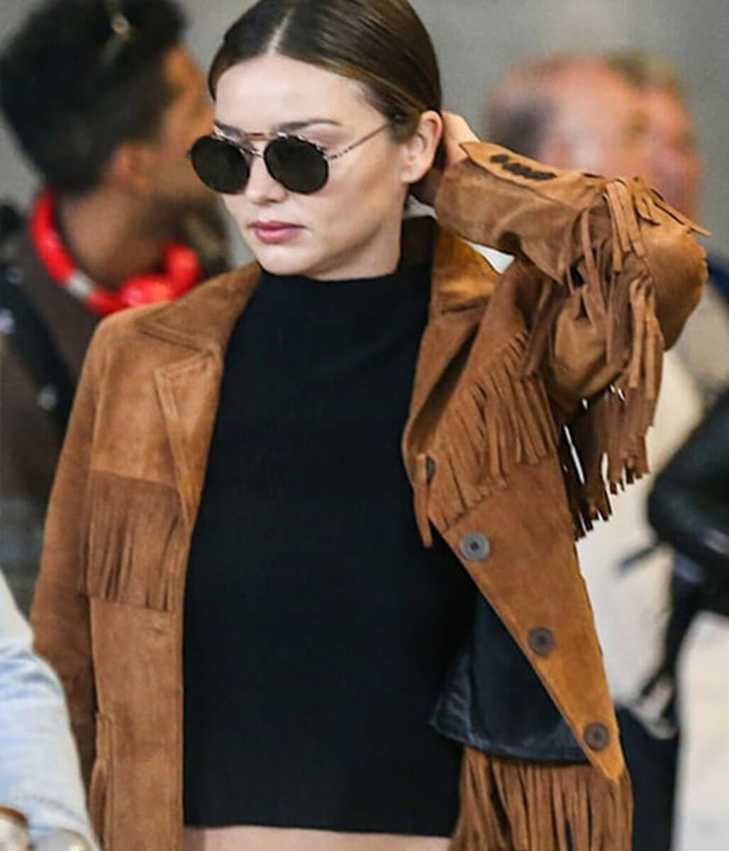Miranda Kerr Brown Suede Fringe Jacket