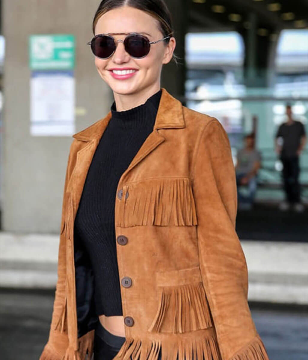 Miranda Kerr Brown Suede Fringe Jacket