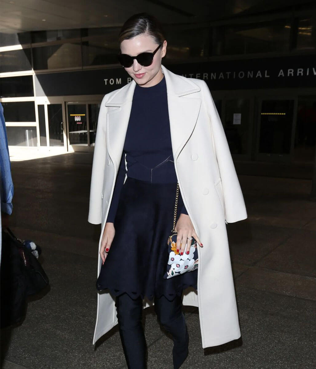 Miranda Kerr White Wool Coat