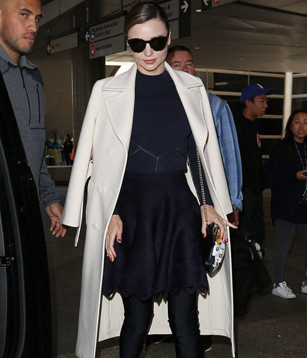 Miranda Kerr White Wool Coat
