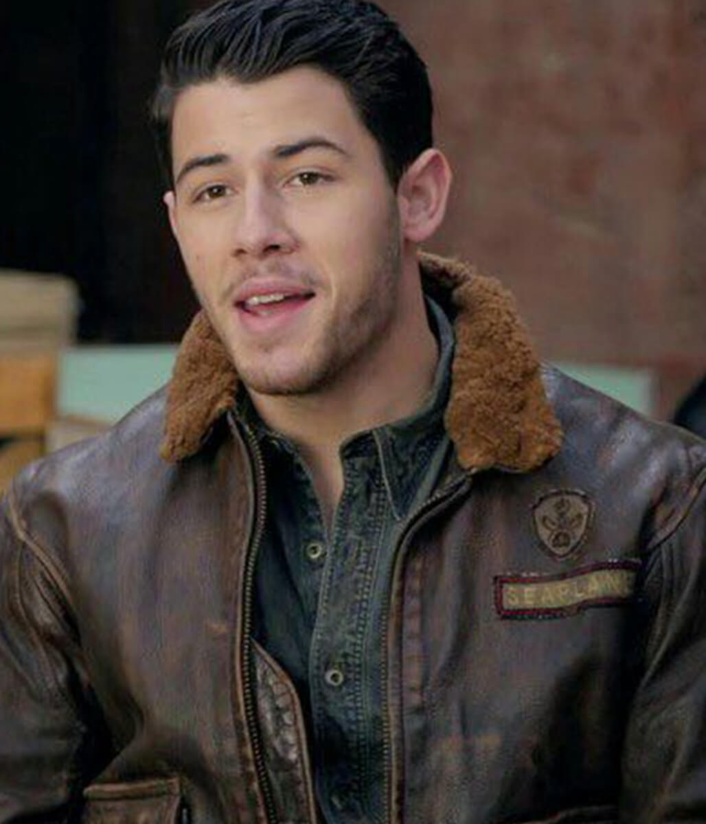NIck Jonas Jumanji 3 Brown Leather Jacket