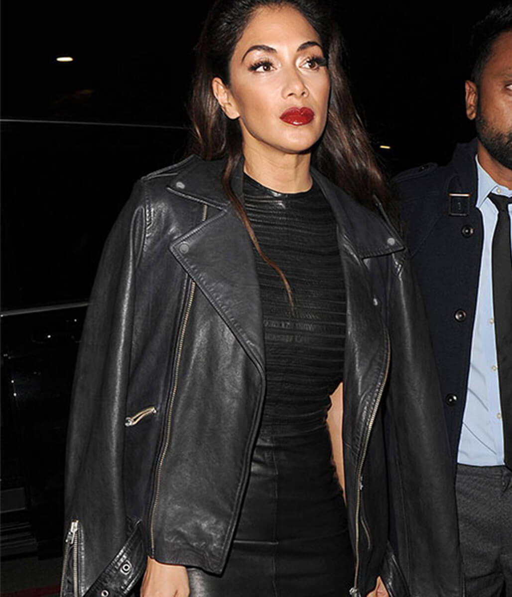 Nicole Scherzinger Black Leather Jacket