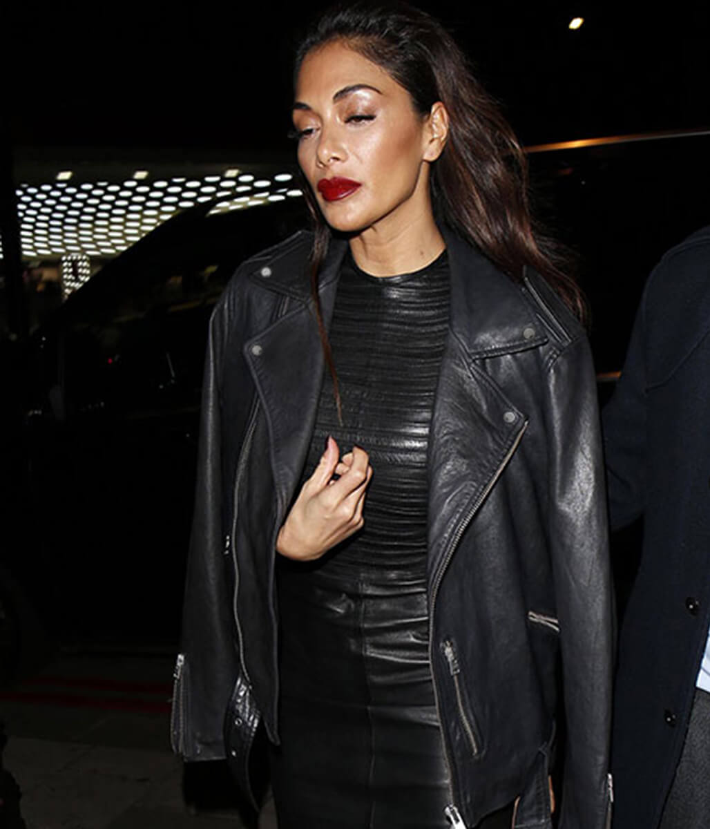 Nicole Scherzinger Black Leather Jacket
