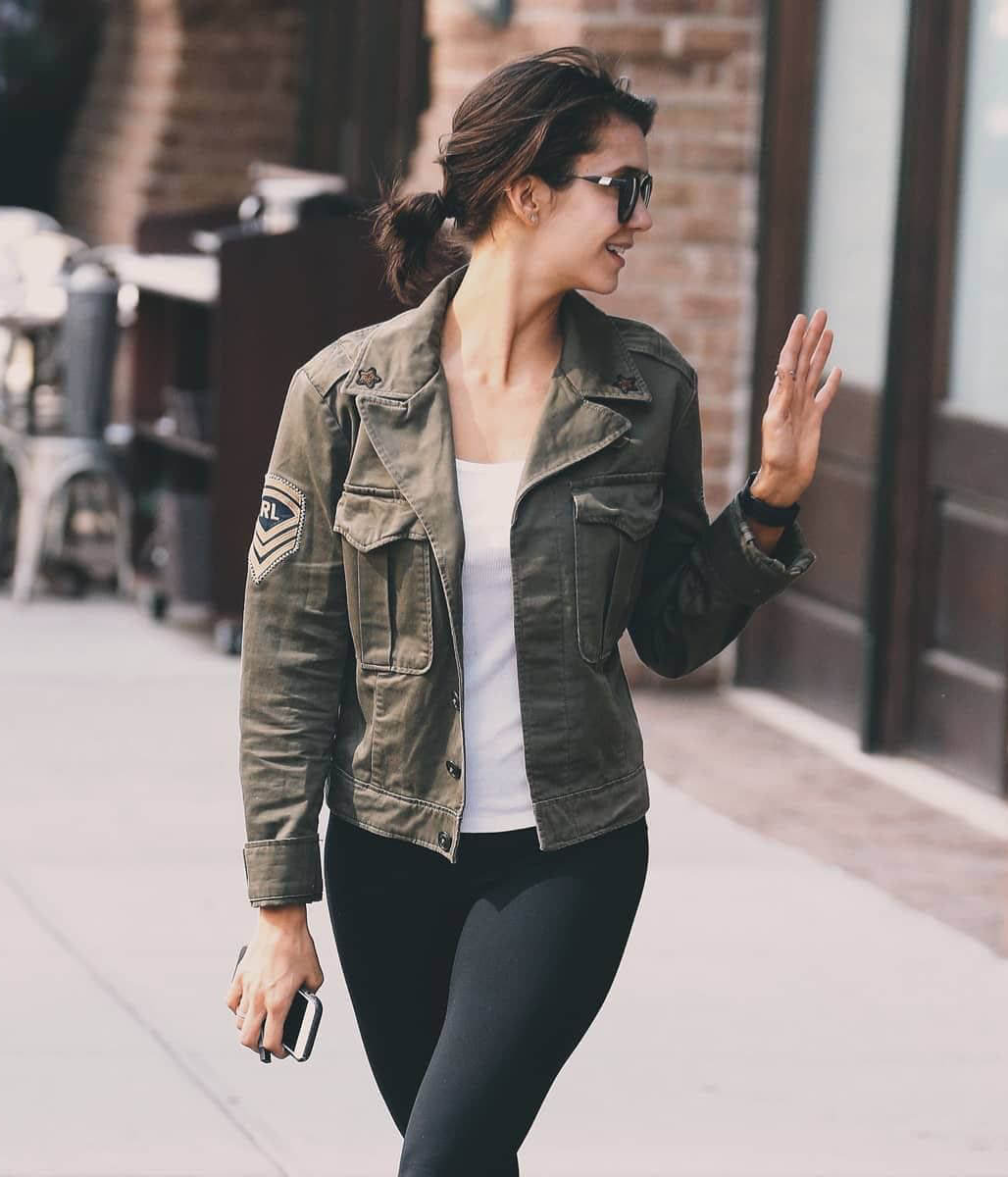 Nina Dobrev Green Cotton jacket