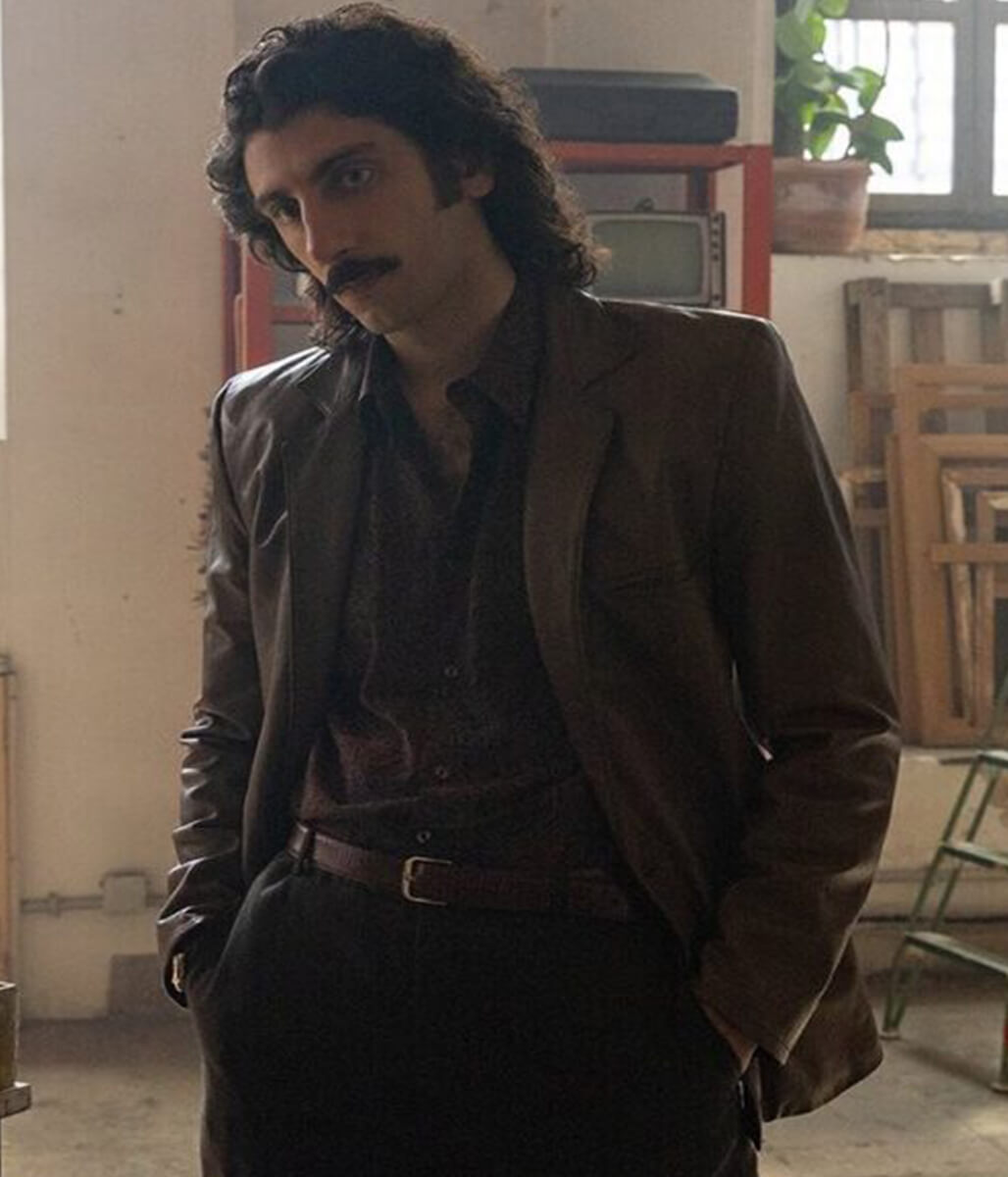 Pietro Castellitto The Big Fake 2026 Brown Leather Jacket