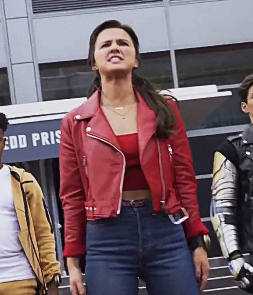 Power Rangers Dino Fury Hunter Dino Red Leather Jacket