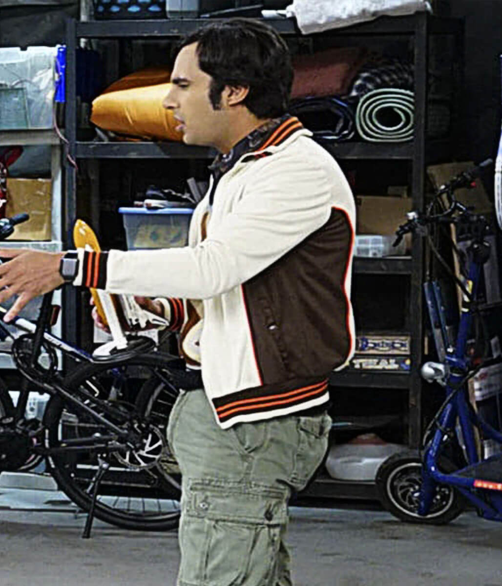 Raj Koothrappali Big Bang Theory S05 White Bomber Jacket