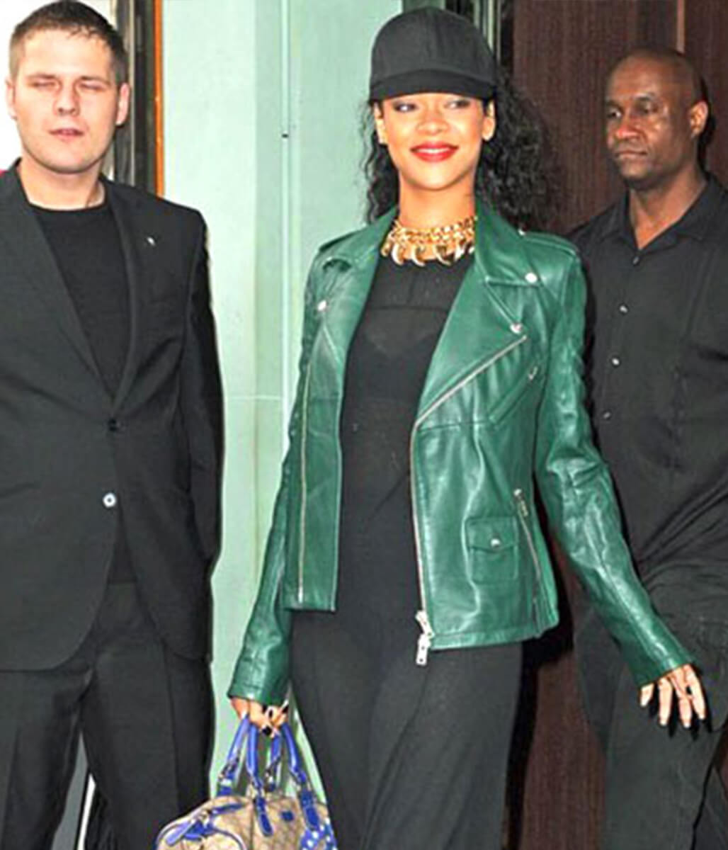 Rihanna Green Leather Jacket