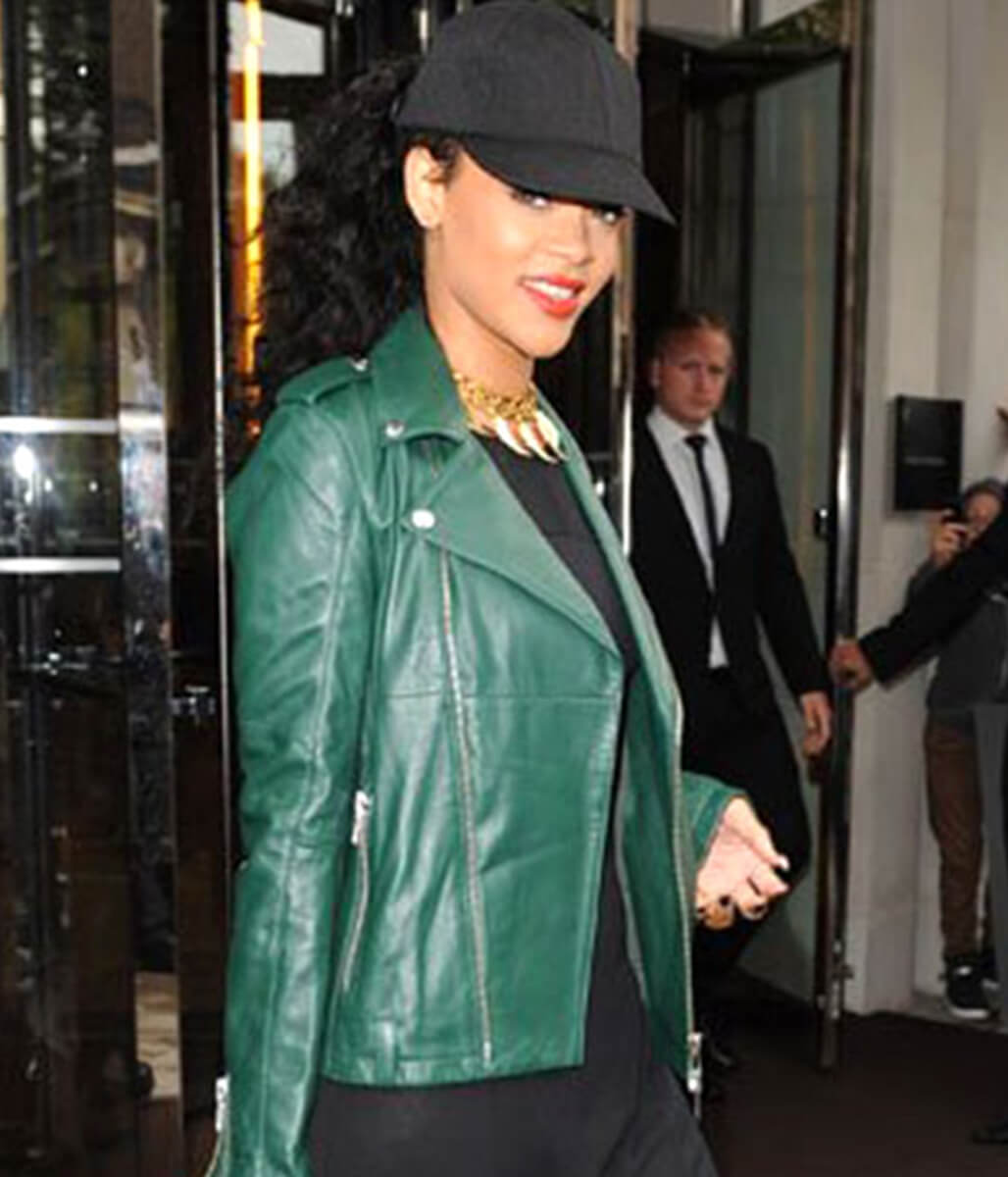 Rihanna Green Leather Jacket