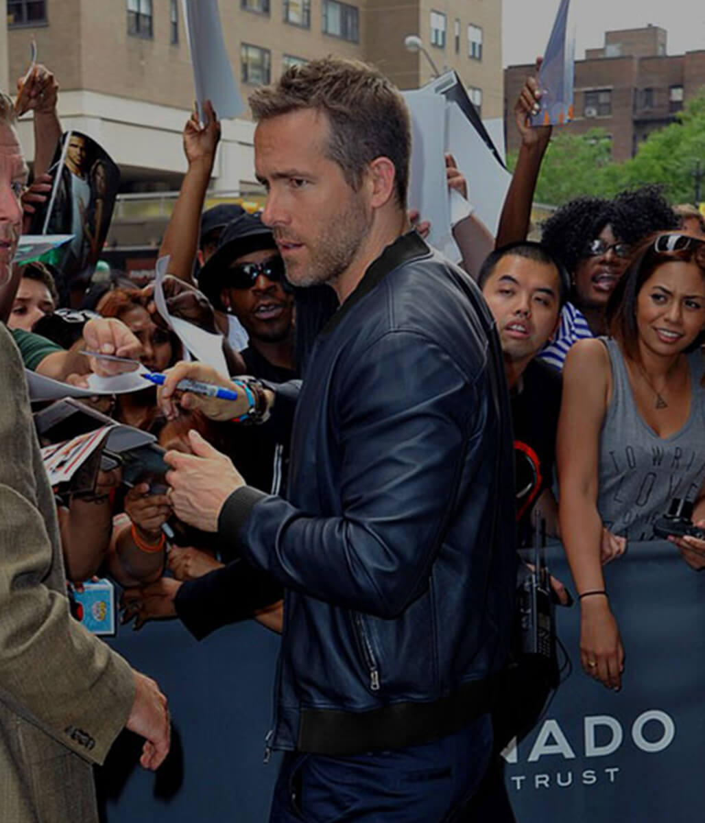 Ryan Reynolds Blue Leather Jacket