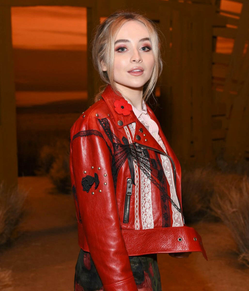 Sabrina Carpenter Red Leather Jacket