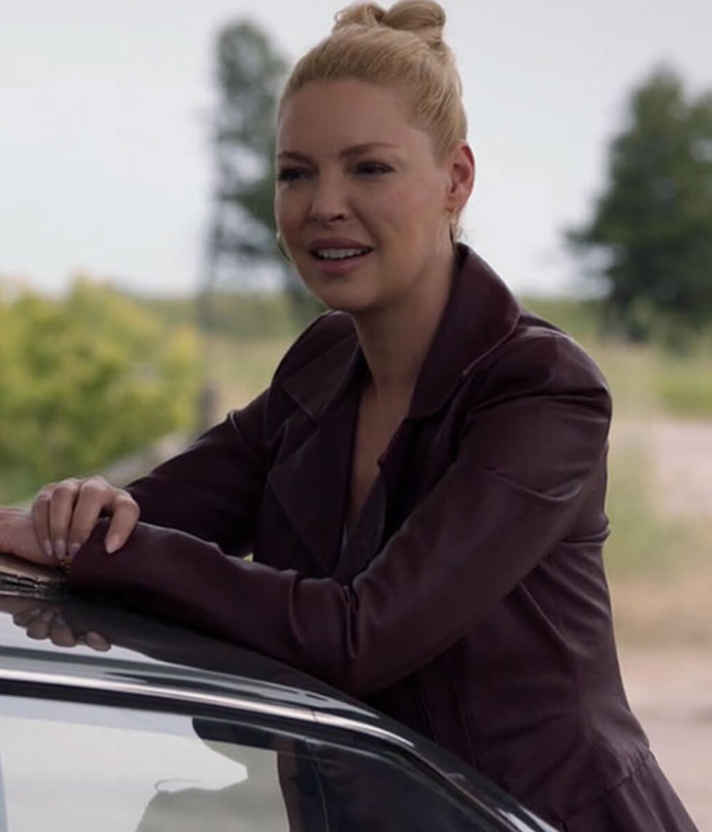 Samantha Wheeler Suits Maroon Leather Jacket