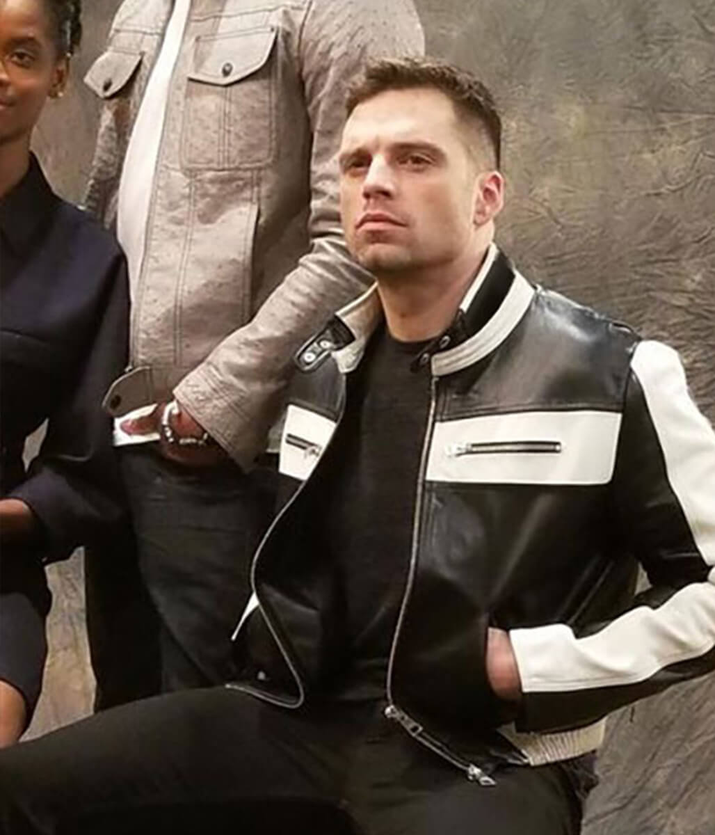 Sebastian Stan Black & White Leather Jacket