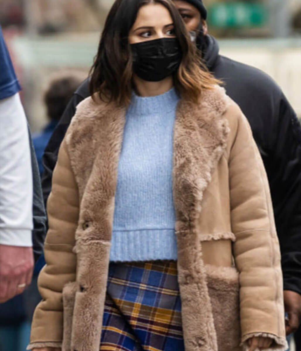 Selena Gomez Only Murders in the Building Brown Leather Coat