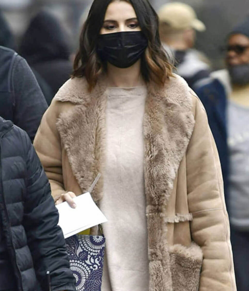 Selena Gomez Only Murders in the Building Brown Leather Coat
