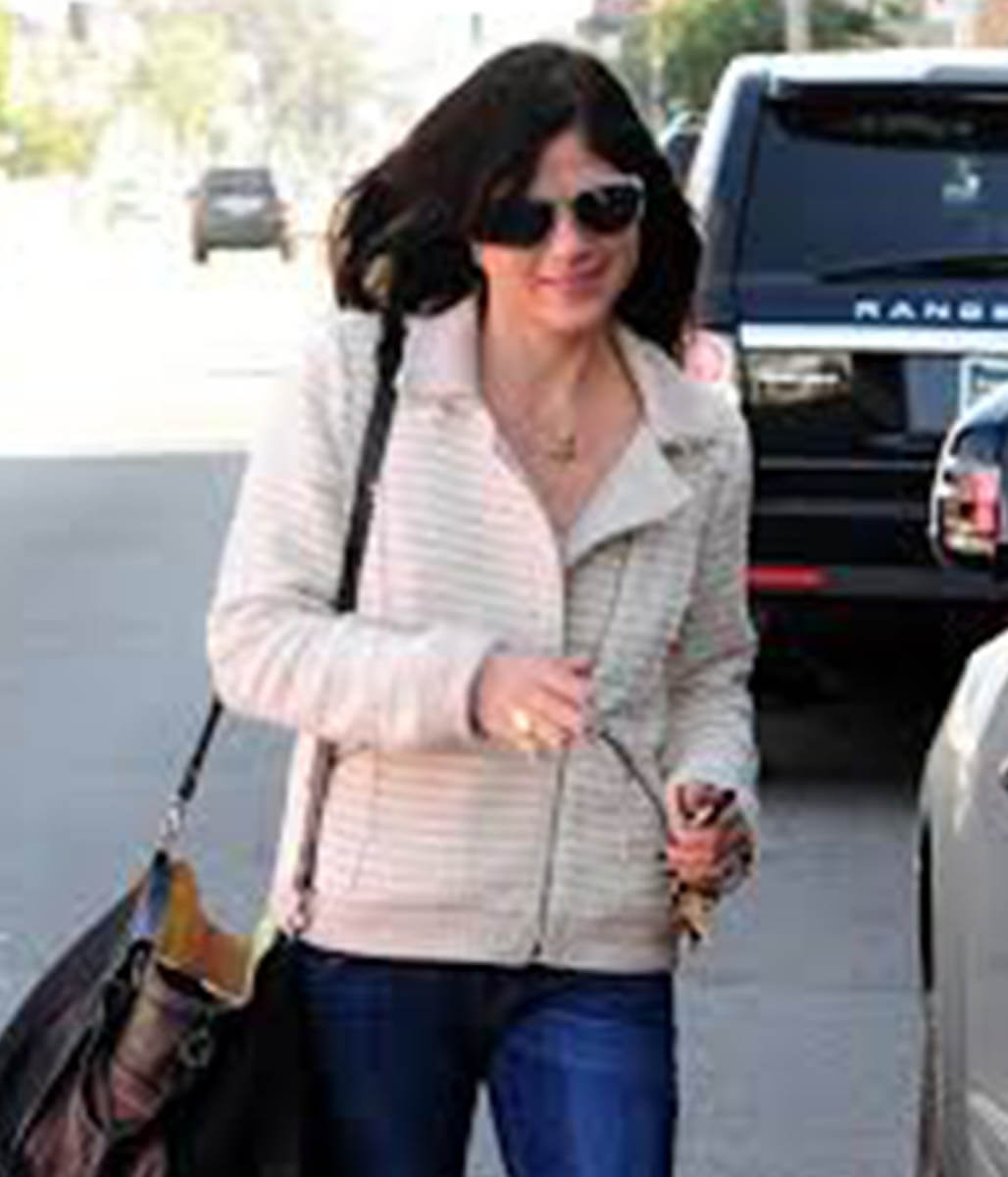 Selma Blair White Boucle Jacket