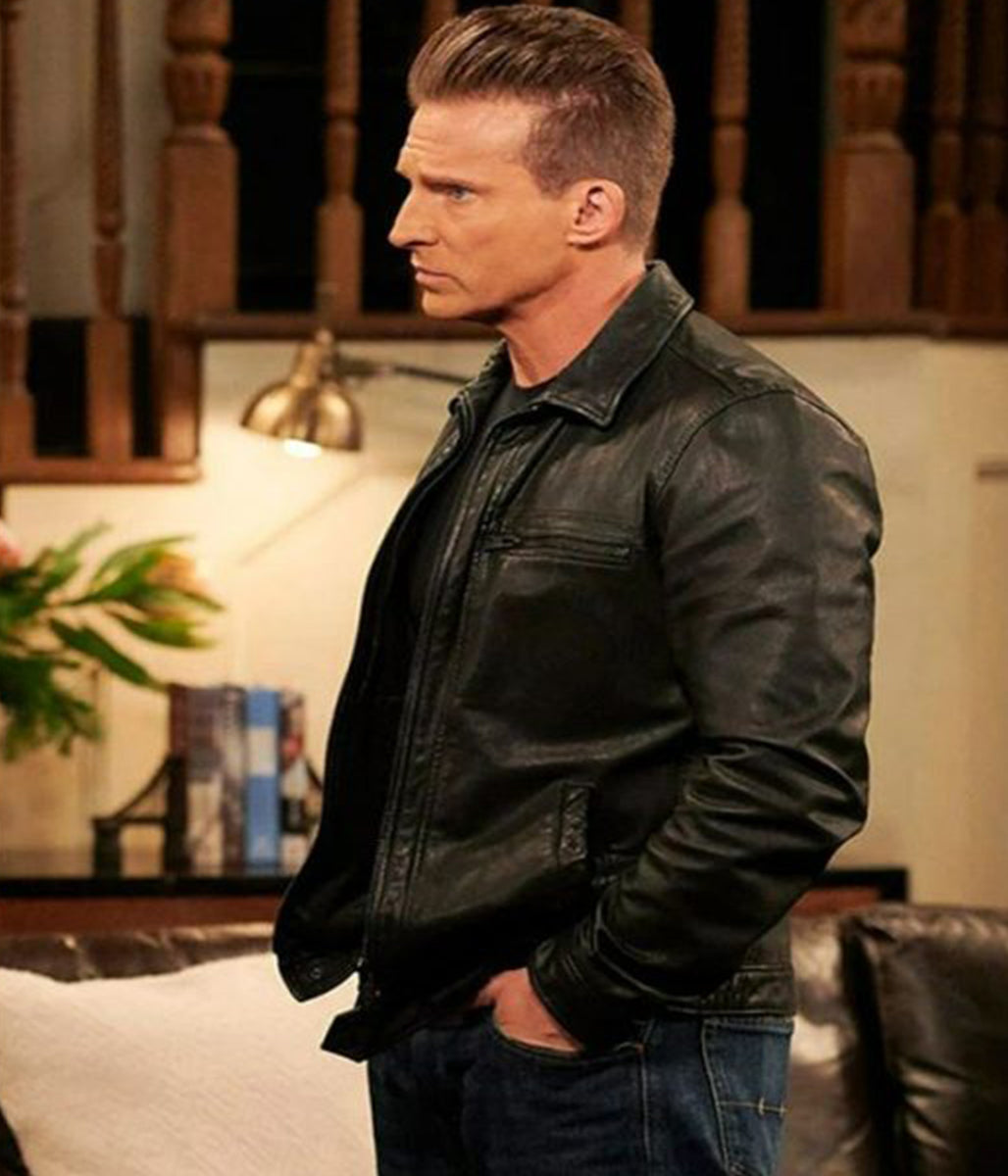 Steve Burton General Hospital Black Leather Jacket