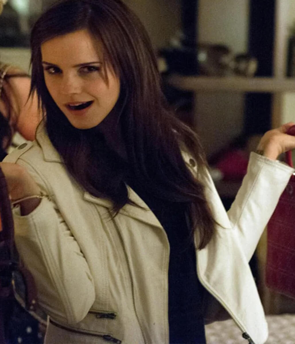 The Bling Ring Emma Watson White Leather Jacket
