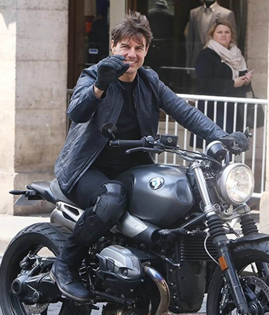 Tom Cruise Mission Impossible Fallout Blue Leather Jacket