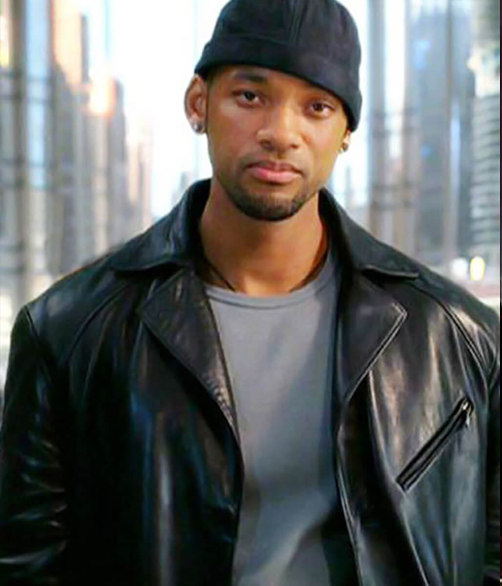 Will Smith I Robot Black Leather Long Coat