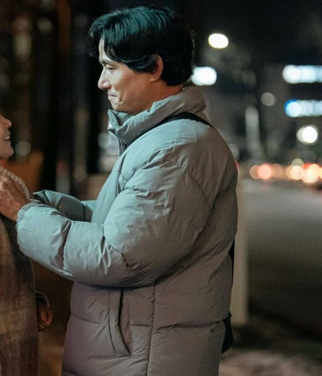 Yang Gwan When Life Gives You Tangerine Grey Puffer Jacket