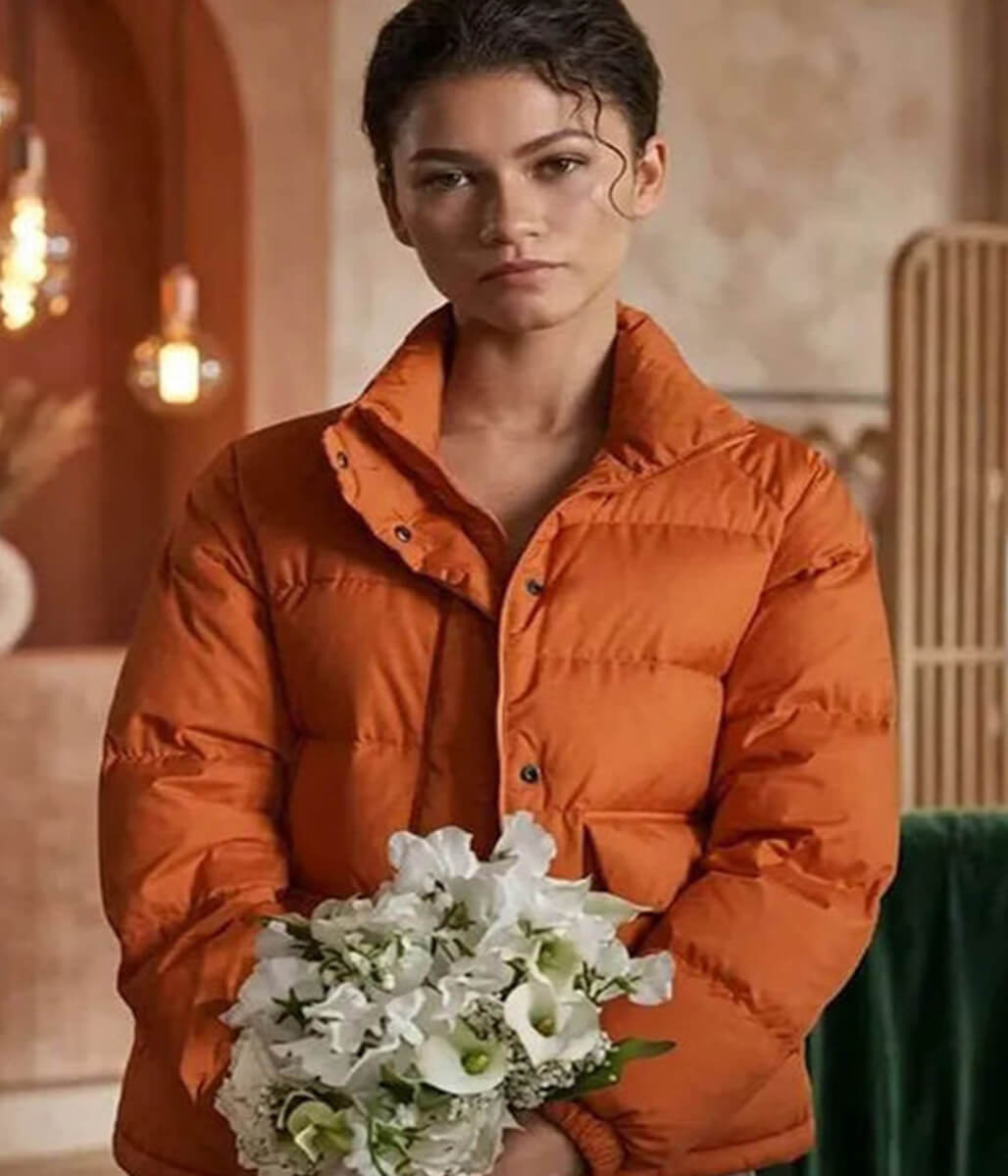 Zendaya The Drama 2026 Orange Puffer Jacket