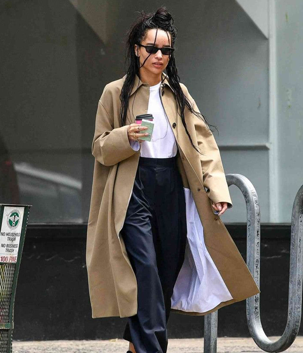 Zoe Kravitz Beige Cotton Trench Coat