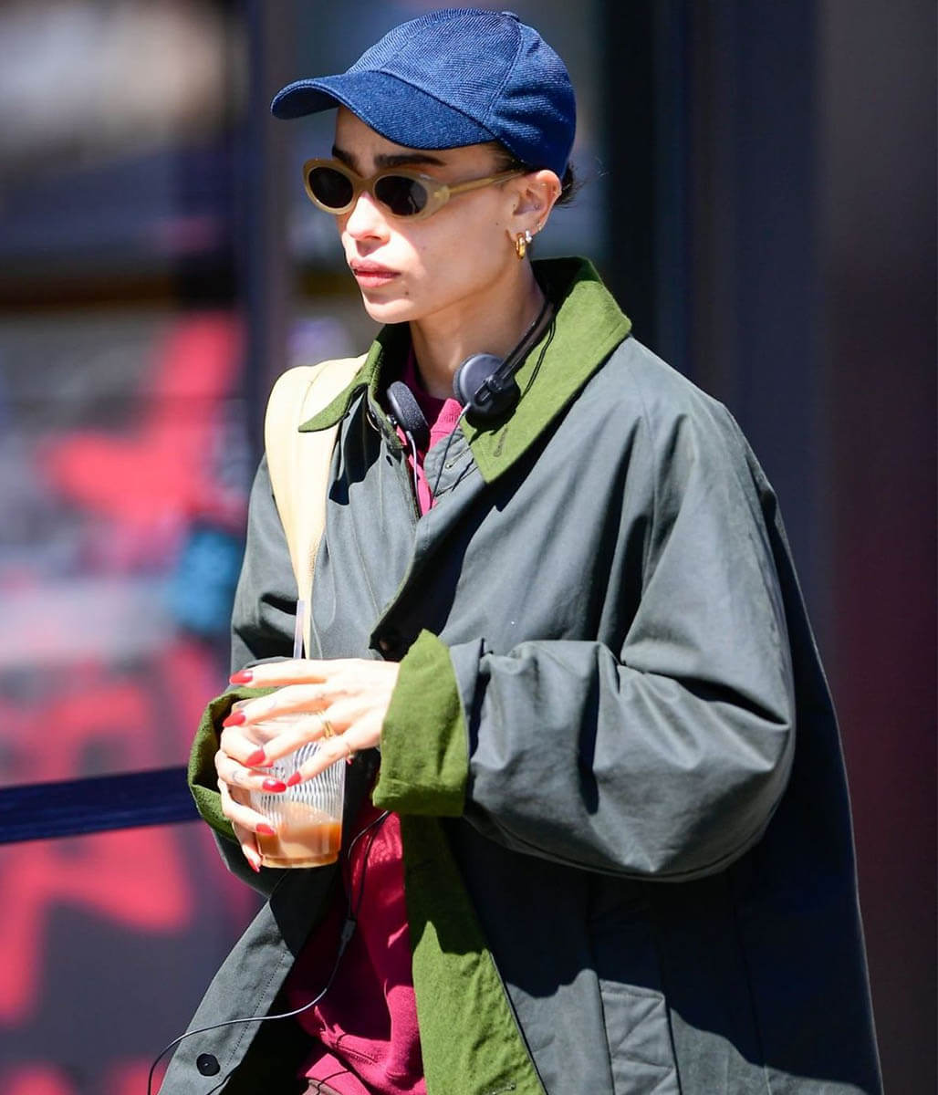 Zoe Kravitz Green Cotton Trench Coat