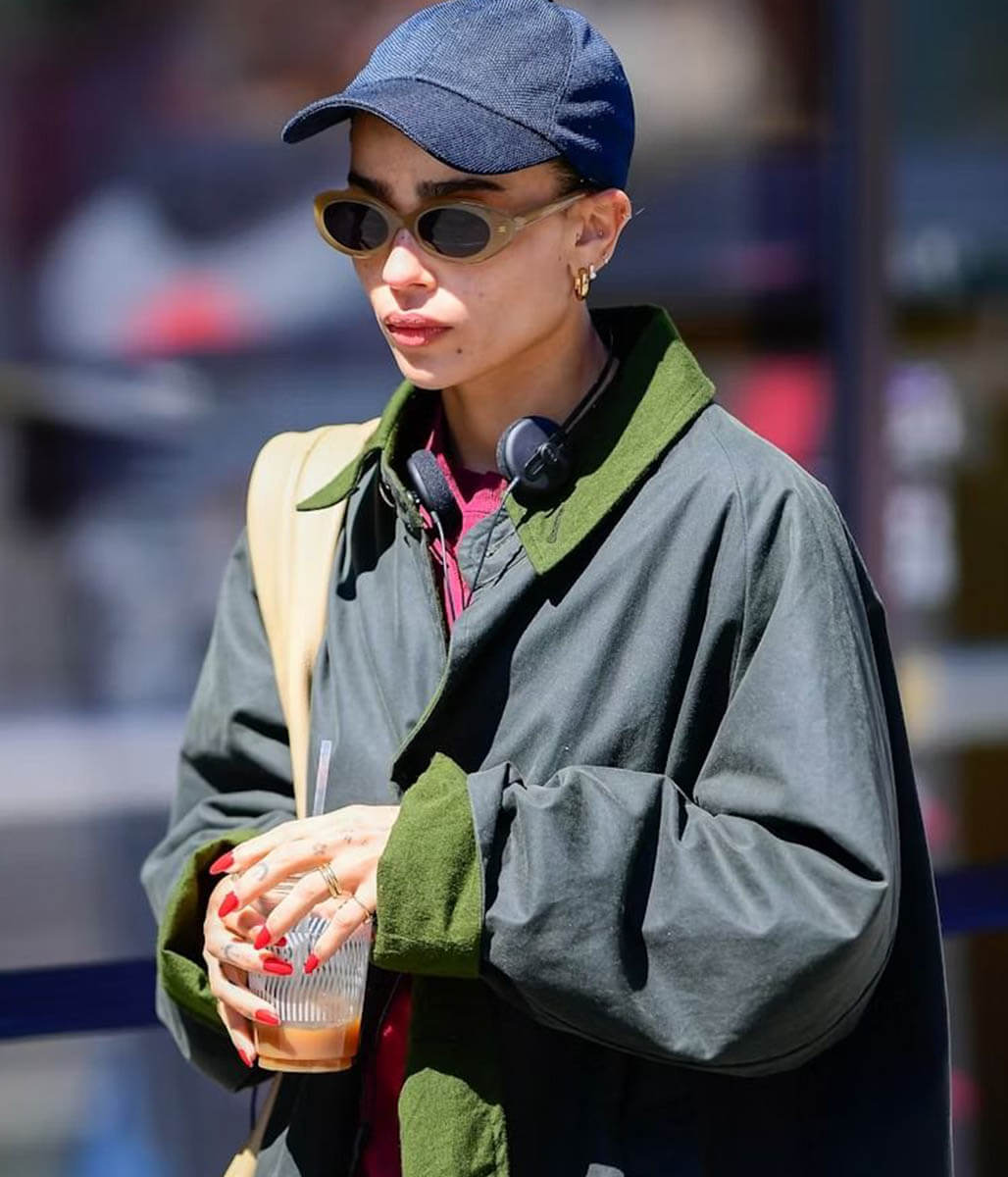 Zoe Kravitz Green Cotton Trench Coat