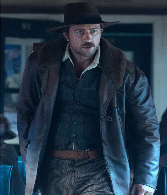 1923 Brandon Sklenar Cowboy Brown Leather Coat