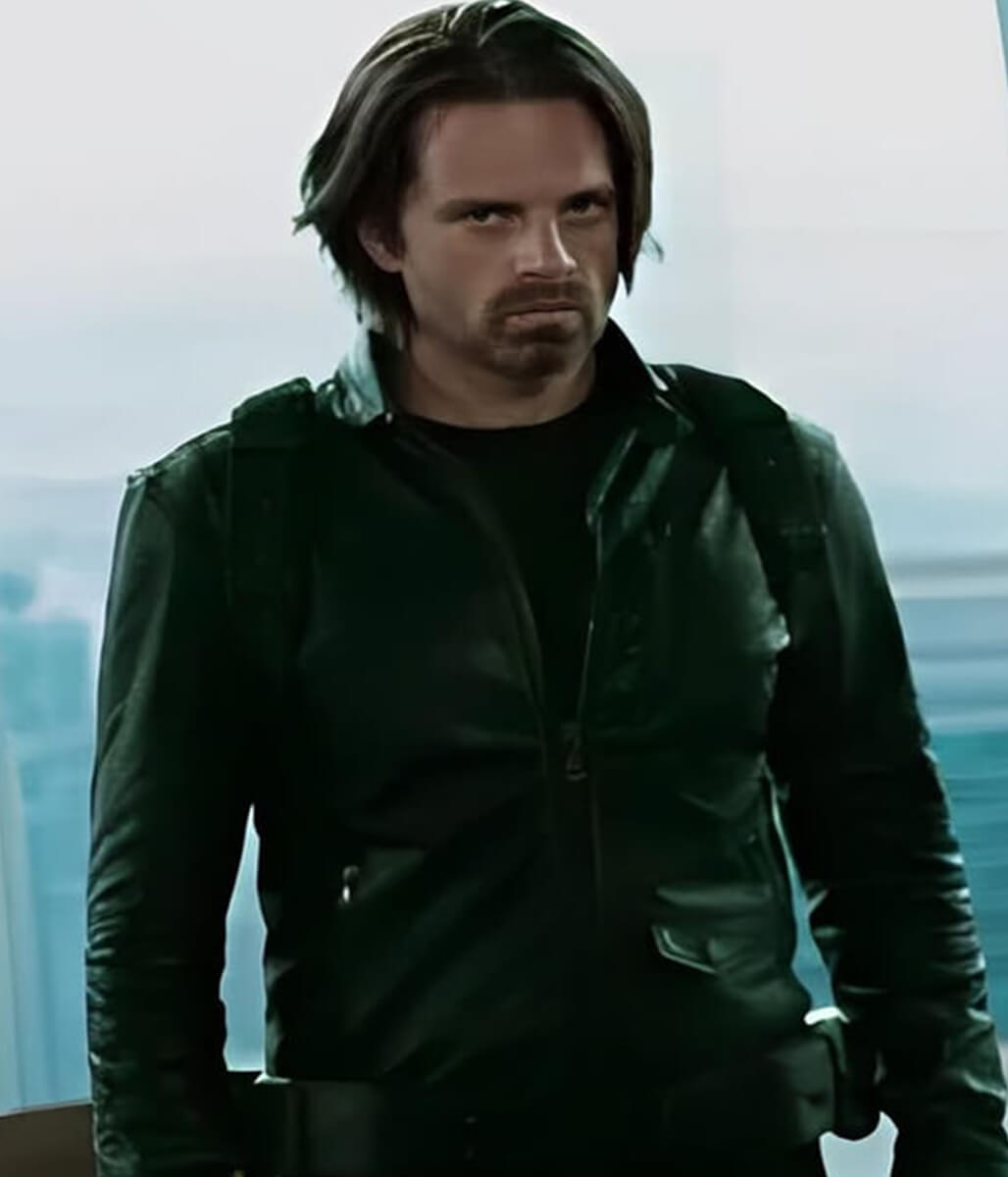 Bucky Barnes Thunderbolts Sebastian Stan Black Leather Jacket