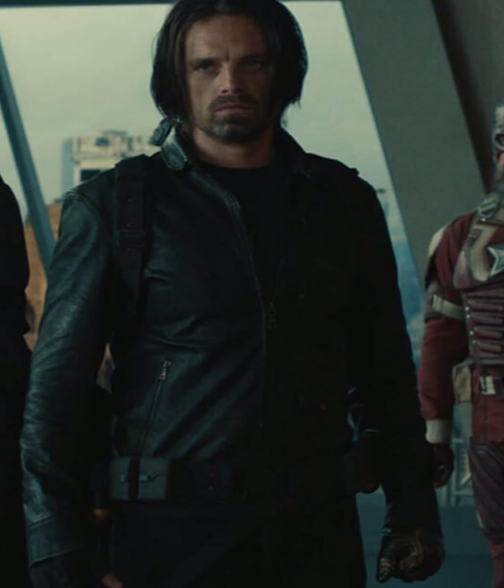 Bucky Barnes Thunderbolts Sebastian Stan Black Leather Jacket