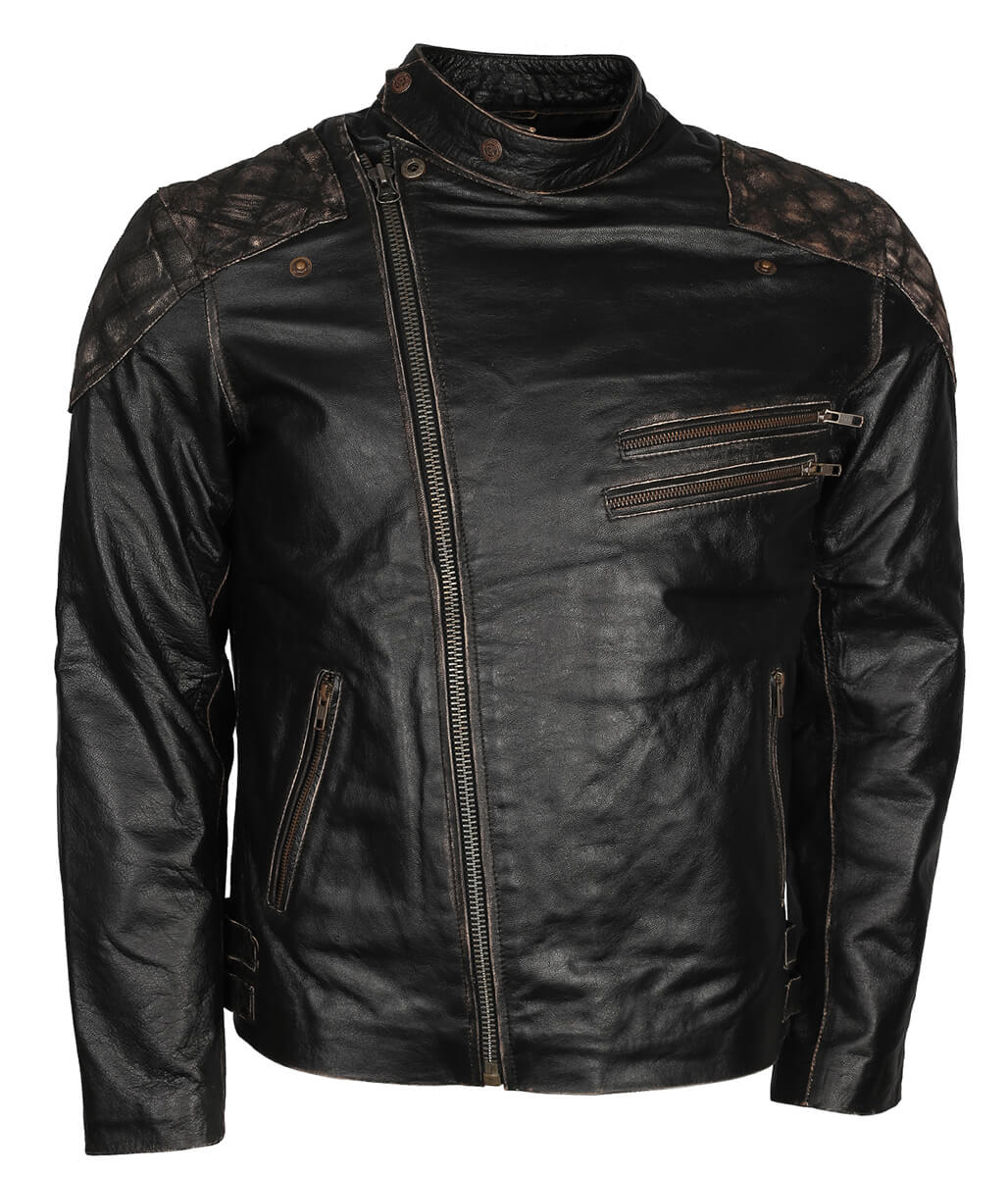Fashion Men's Skull Crossbones Black Leather Jacket