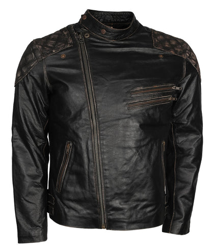 Fashion Men's Skull Crossbones Black Leather Jacket