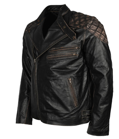 Fashion Men's Skull Crossbones Black Leather Jacket