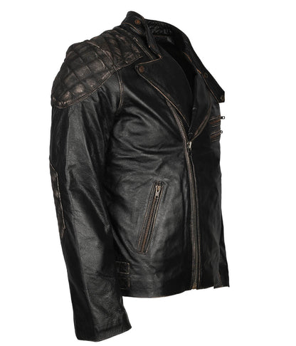 Fashion Men's Skull Crossbones Black Leather Jacket