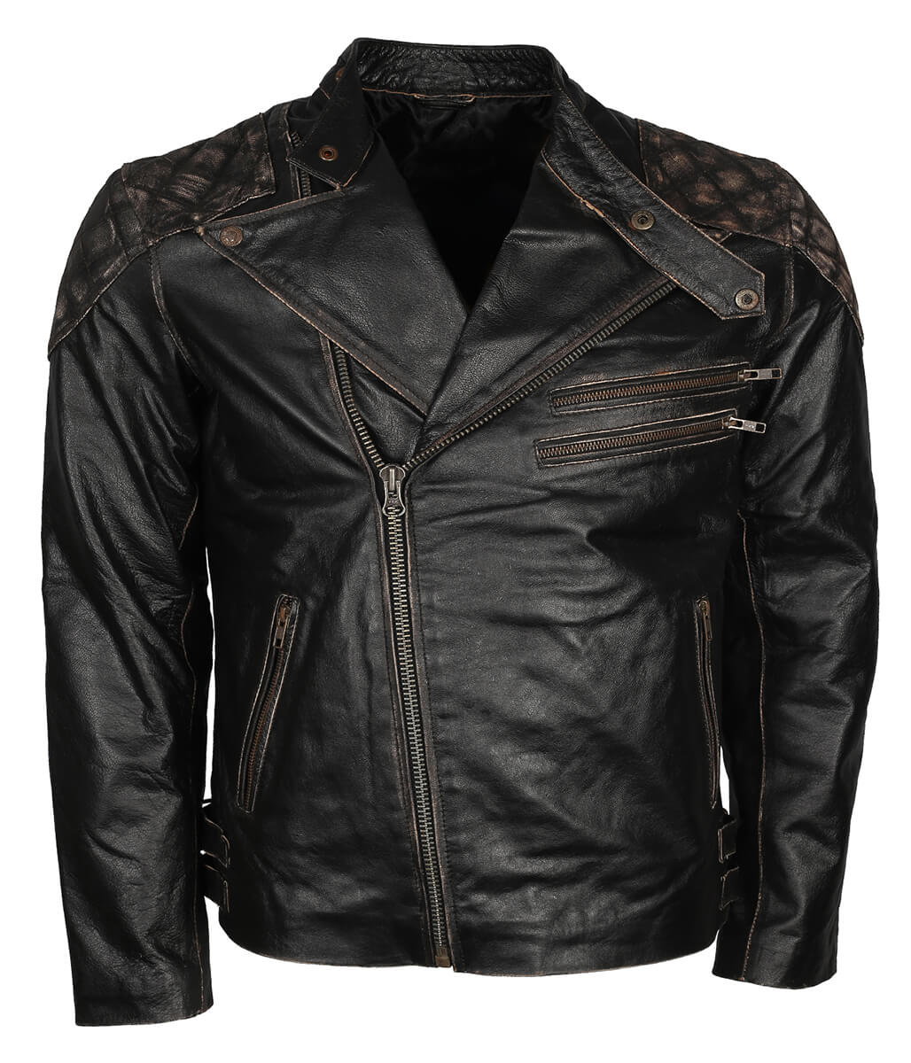 Fashion Men's Skull Crossbones Black Leather Jacket