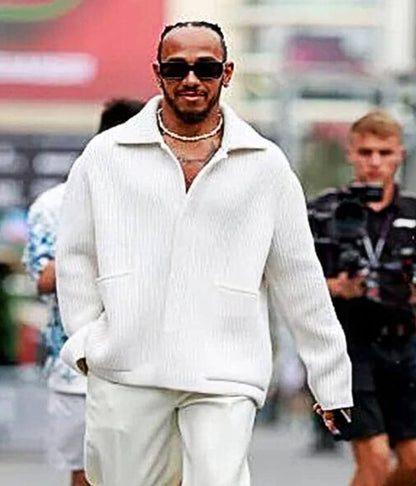 Grand Prix Abu Dhabi Lewis Hamilton White Corduroy Jacket