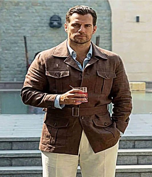 Henry Cavill In The Grey 2026 Brown Safari Jacket