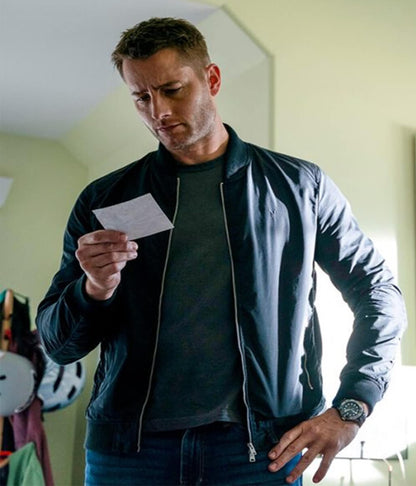 Justin Hartley Tracker 2024 Blue Cotton Jacket