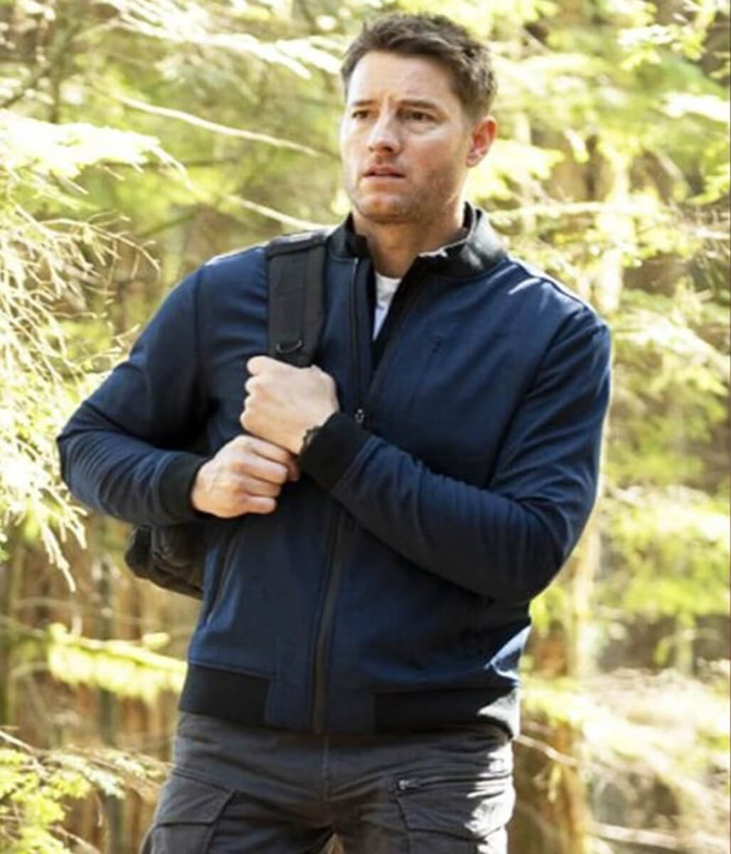 Justin Hartley Tracker 2024 Blue Cotton Jacket