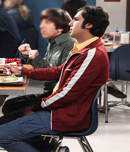 Raj Koothrappali Big Bang S12 Maroon Zipup Jacket