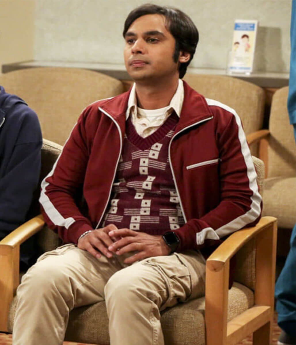 Raj Koothrappali Big Bang S12 Maroon Zipup Jacket
