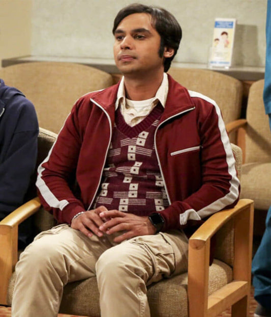 Raj Koothrappali Big Bang S12 Maroon Zipup Jacket