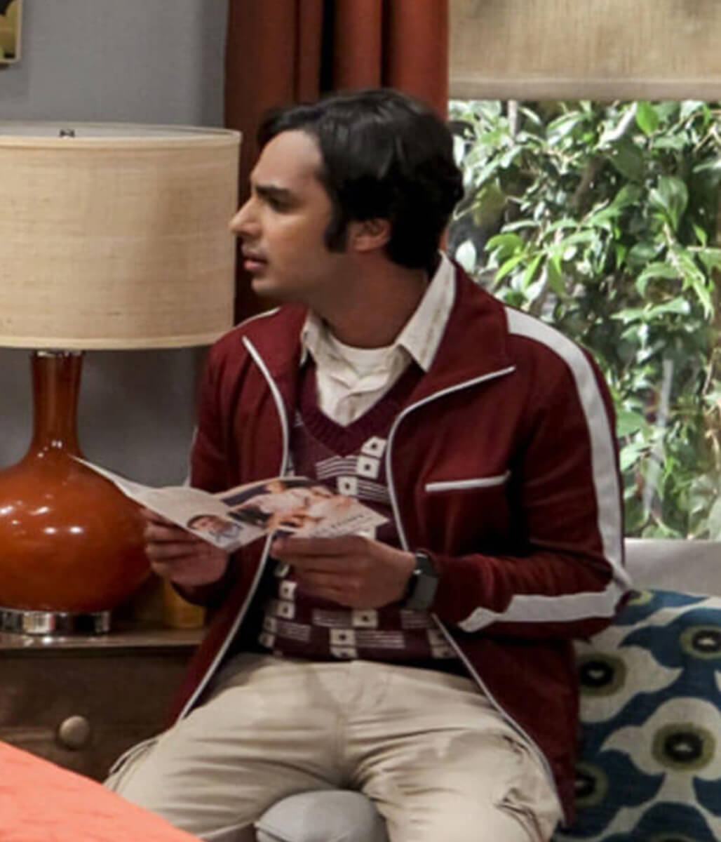 Raj Koothrappali Big Bang S12 Maroon Zipup Jacket