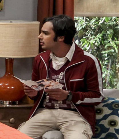 Raj Koothrappali Big Bang S12 Maroon Zipup Jacket