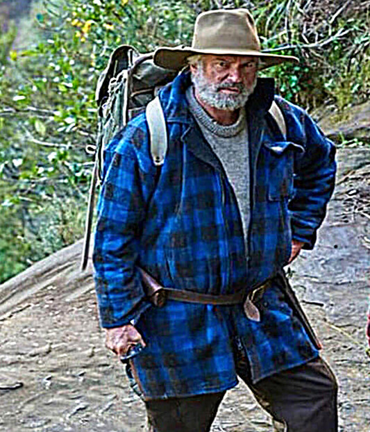Sam Neil hunt For Wilderpeople 2016 Blue Plaid Coat