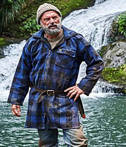 Sam Neil hunt For Wilderpeople 2016 Blue Plaid Coat