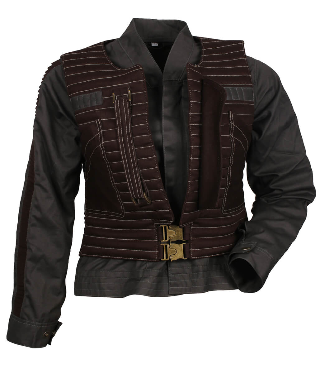 Women Sci-Fi Tactical Two-Piece Brown and Gray Vest and Jacket